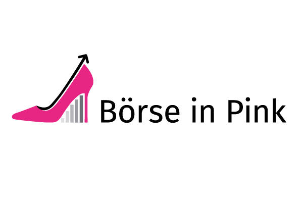Logo mit pinkfarbenem High-Heel und Pfeil nach oben