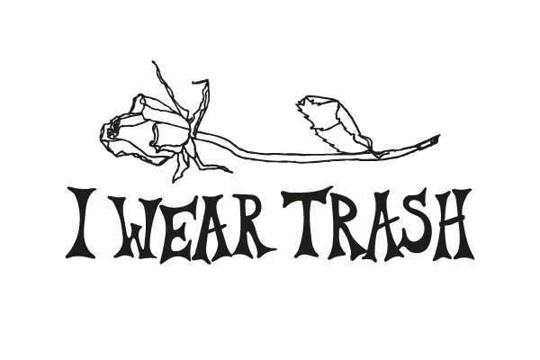 Logo mit handgezeichneter Rose und Schriftzug "I Wear Crash"